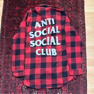 Anti Social Social Club Red & Black Plaid Men's Shirt Size Large